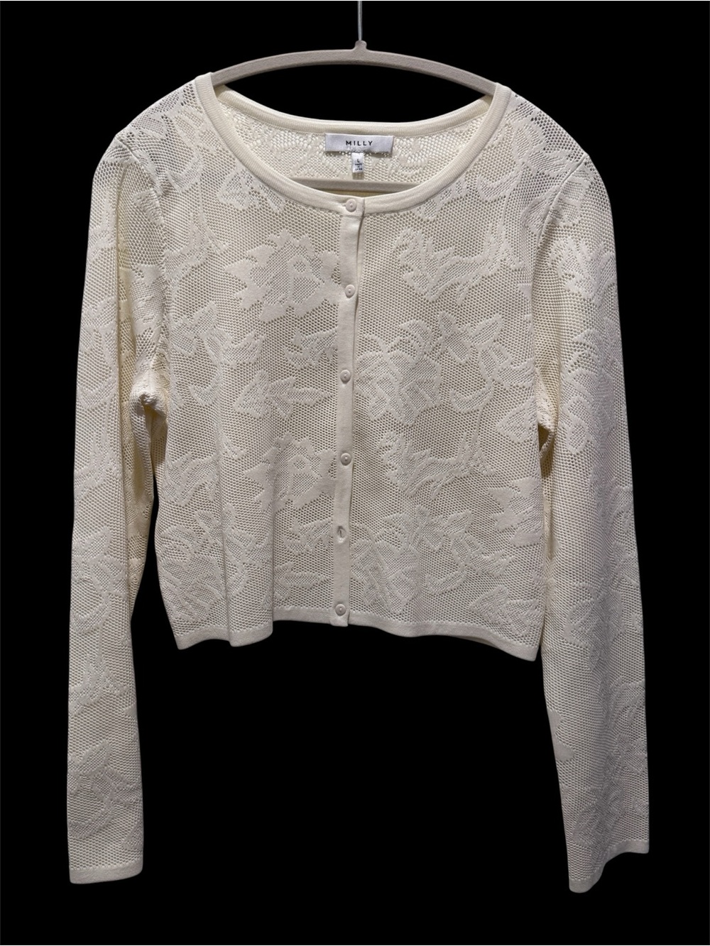 Milly Cream Lace Button Front Cardigan